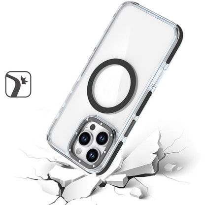 For Apple iPhone 16 Pro Transparent back with Colorful Frame Strong Magnetic Circle [Compatible with Magsafe] Slim Case Cover Orange