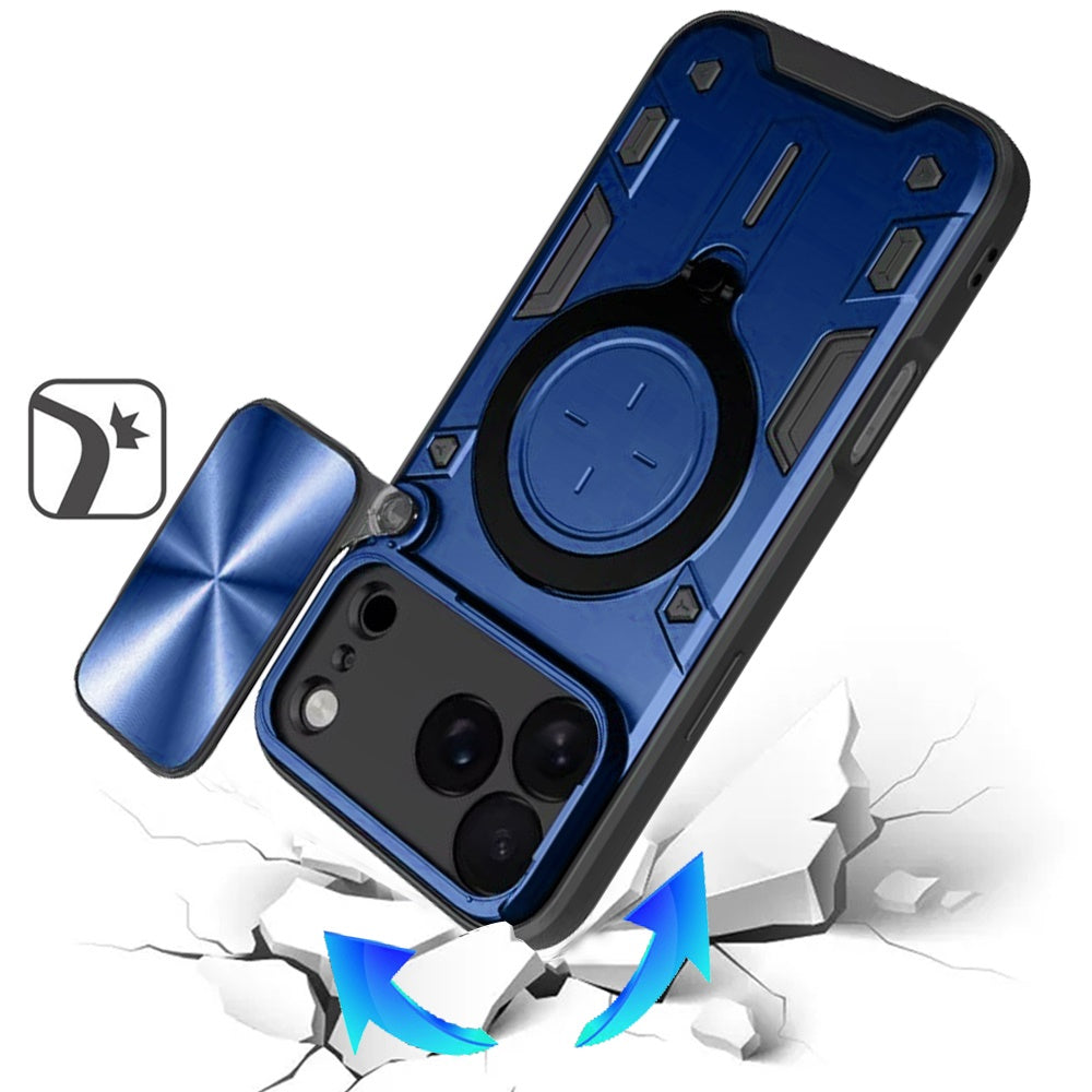 For Apple iPhone 17 Pro Max Hybrid Magnetic 360° Ring Kickstand, MagSafe Compatible, Durable Full Camera Lens Protection Case Cover