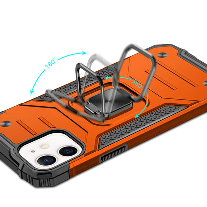 For Apple iPhone 11 Armor Hybrid Magnetic Stand with Ring Holder Kickstand Shockproof Heavy-Duty Durable Rugged TPU Dual Layer Case Cover Cosmic Orange
