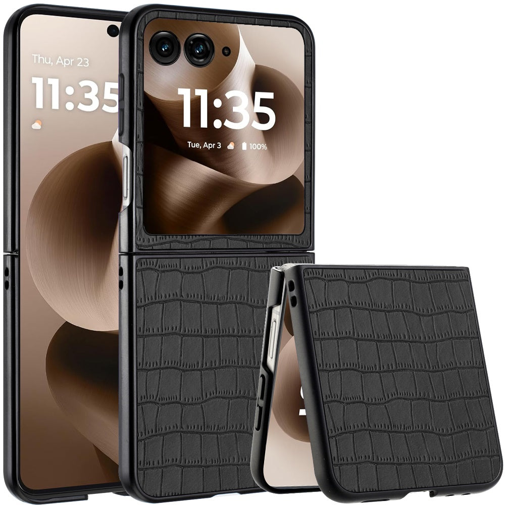 For Motorola Razr Ultra 2025 PU Vegan Leather Case, Premium Snap-On Hard Shell Cover, Slim Fit Protective Matte Finish Case Cover