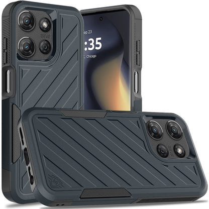 For Motorola Edge 2025 Hybrid lined shockproof dual layer Rugged 2in1 Hard PC & Silicone TPU Non Slip Textured Tough Armor Case Cover