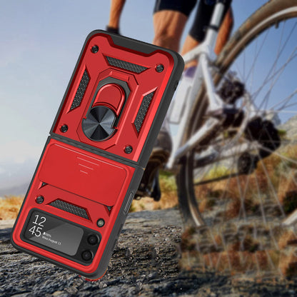 For Samsung Galaxy Z Flip 7 FE / Z Flip 6 Magnetic Ring Stand with Camera Protection Shock Resistant Hybrid Durable Grip Kickstand Function Case Cover