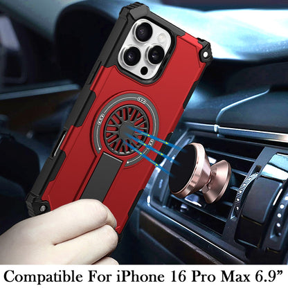 For iPhone 16 Pro Max (6.9") Texture Design Invisible Kickstand Case, MagSafe Compatible Hybrid Shockproof Cover, Car Mount Friendly Protector