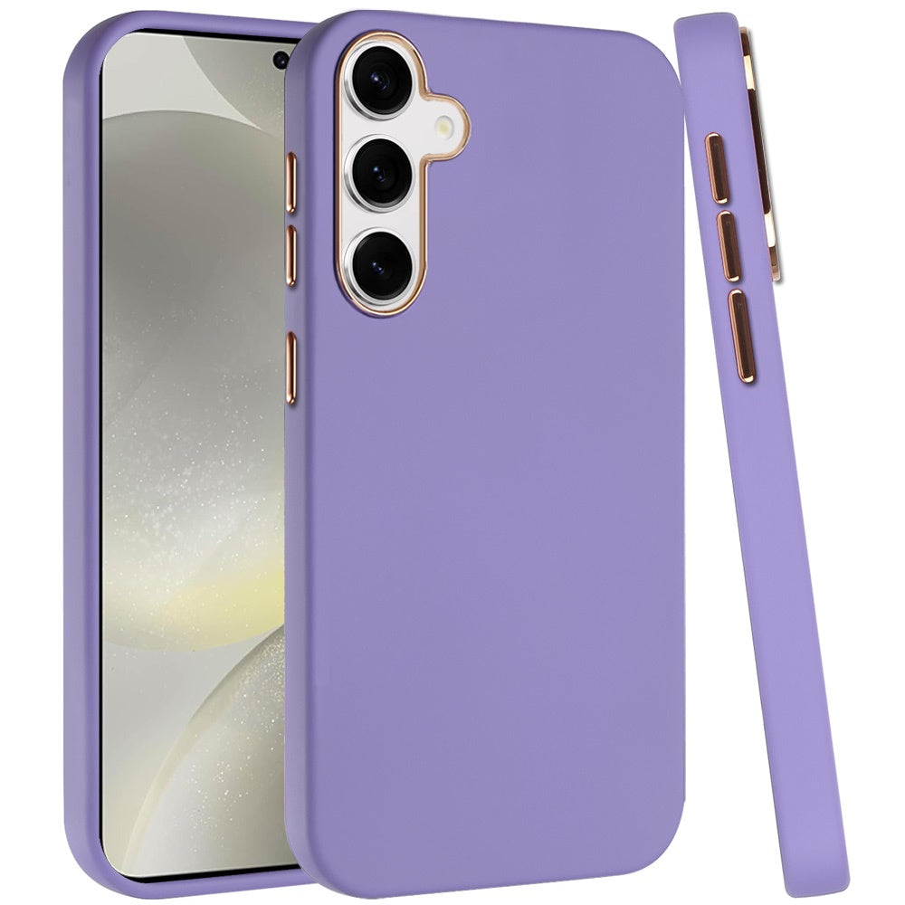 For Samsung Galaxy S25 Ultra Slim Classic Hybrid Around Rubber Gummy Gel Slick Hard PC Silicone TPU Chromed Button Case Cover