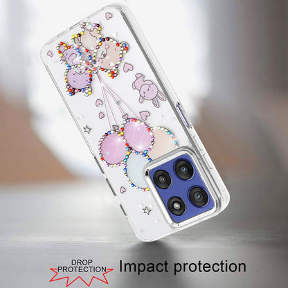 For Motorola Moto G Stylus 5G 2026 /2025 Butterfly Resin Epoxy Diamond Design Metal Edged Hybrid Shockproof Heavy Duty Drop Protection Case Cover