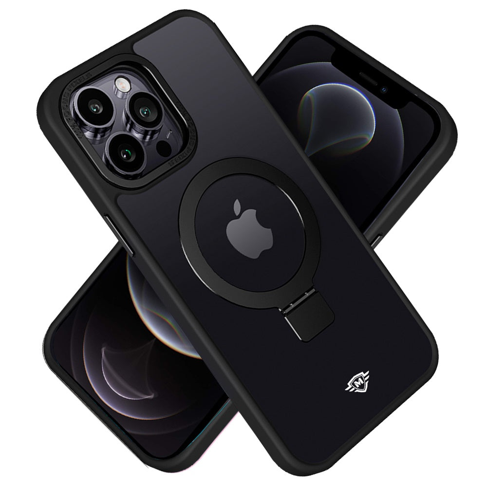 For Apple iPhone 16 (6.1") Premium Magnetic Metal Matte Built-in Compatible with MagSafe Stand Hybrid Shock TPU Case Cover