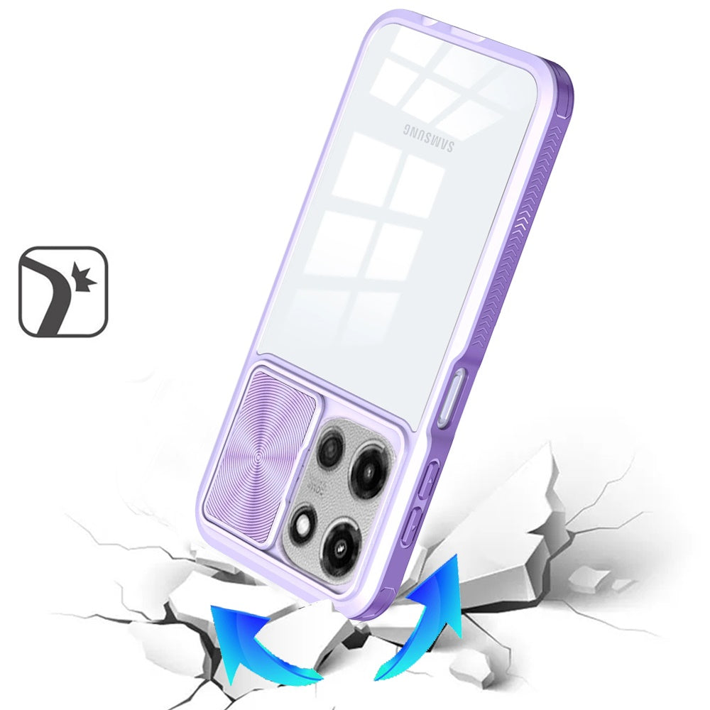 For Motorola Moto G Power 5G (2025) Hybrid Cases with Sliding Camera Cover Transparent Shockproof Bumper TPU Protective Case Cover