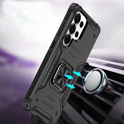 For Samsung Galaxy S26 Ultra Armor Hybrid Magnetic Stand with Ring Holder Kickstand Shockproof Heavy-Duty Durable Rugged TPU Dual Layer Case Cover