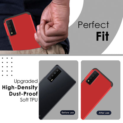For TCL K32 5G Slim Tough Shockproof Hybrid with Dual Layer Hard PC + TPU Protection, Armor for Strong Drop & Impact Resistance Case Cover Red