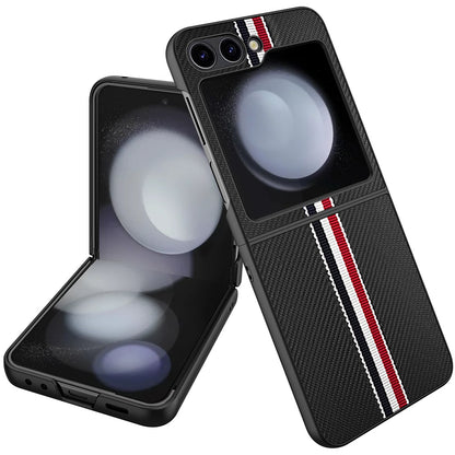 For Samsung Galaxy Z Flip 7 FE Velvet Fabric PU Vegan Leather, Premium Flip Design, Slim Snap-On Hard PC + TPU Case Cover Black