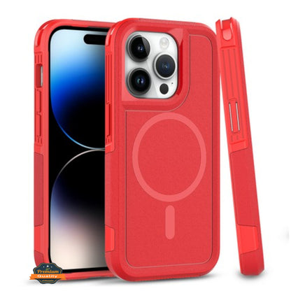 For Apple iPhone 15 (6.1") Shockproof Heavy Duty Dual-Layer Rugged Magnetic Tough Hybrid [Compatible with MagSafe]  Phone Case Cover