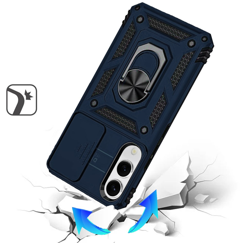 For Samsung Galaxy S25 EDGE Hybrid Ring Shockproof with 360° Rotate Ring Kickstand, Camera Lens Protection, Soft Edge Bumper Case Cover