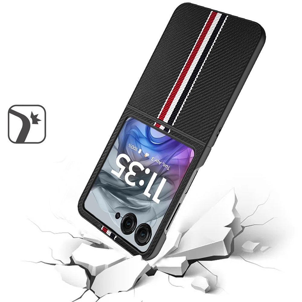 For Samsung Galaxy Z Flip 7 FE Velvet Fabric PU Vegan Leather, Premium Flip Design, Slim Snap-On Hard PC + TPU Case Cover Black