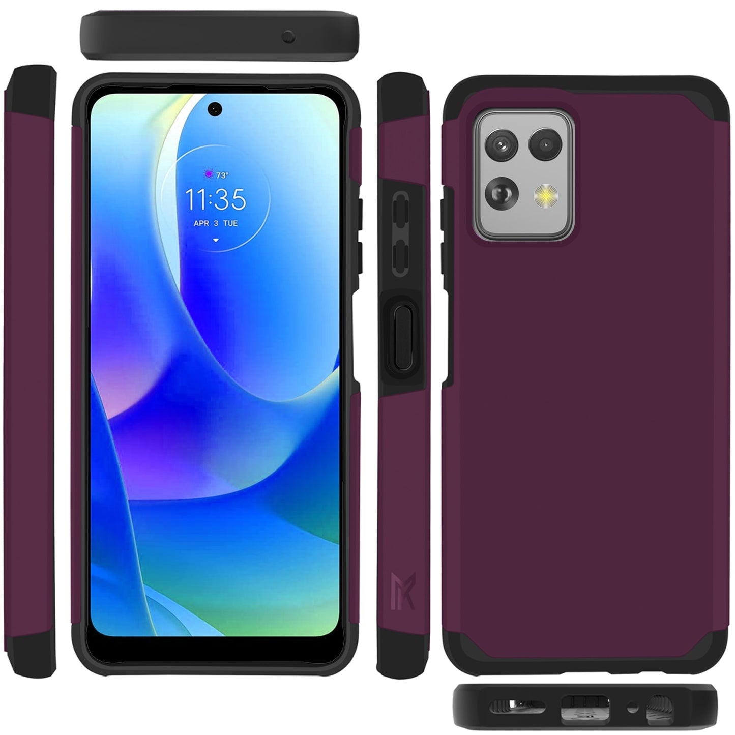 For Motorola Moto G Power 5G 2023 Fashion Graphic Design Hybrid 2in1 Tough Strong Hard PC TPU Frame, Magnet Mount Friendly, Shockproof Protection Case Cover Dark Purple