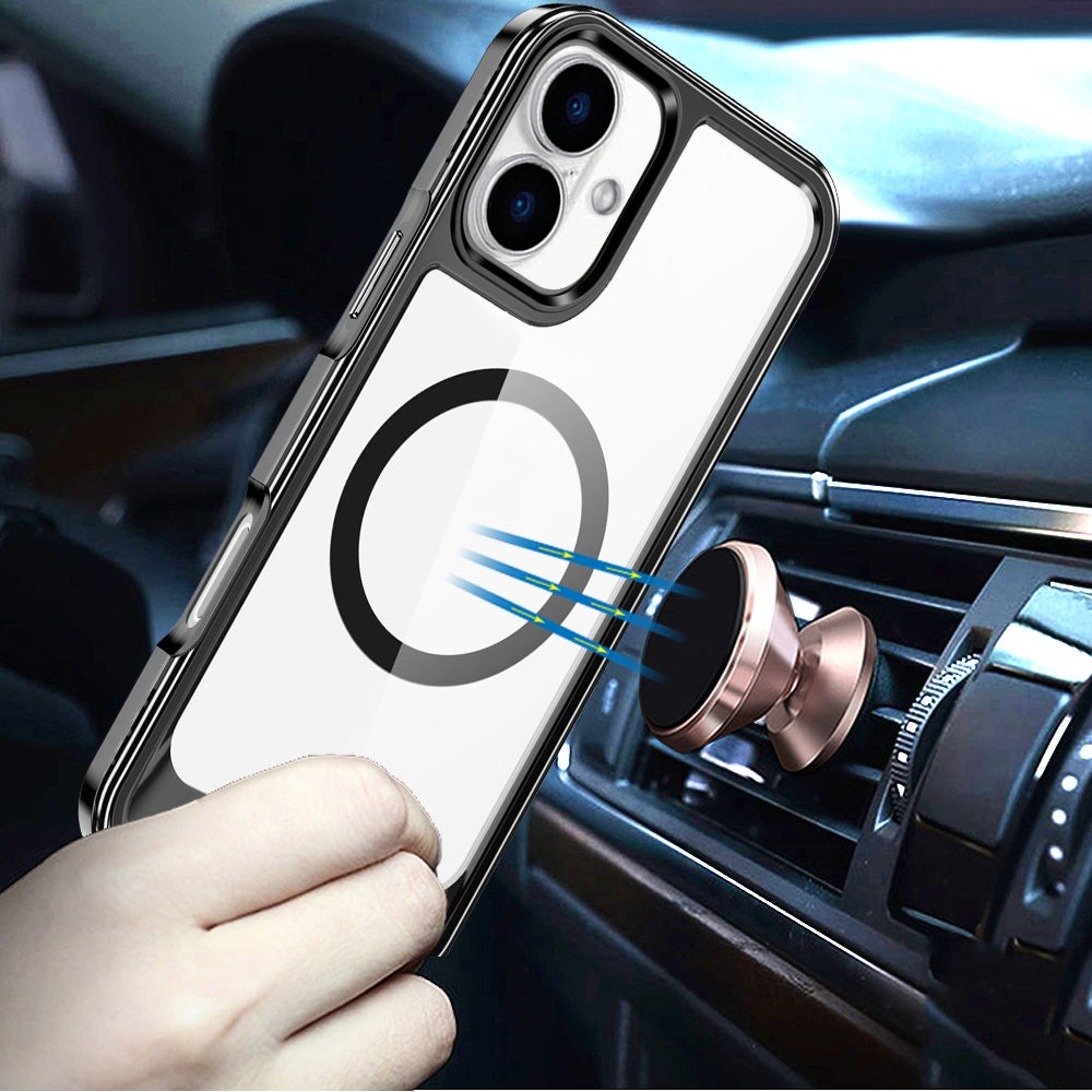 For Apple iPhone 17 Transparent HQ Hybrid Slim, Shockproof, Compatible with MagSafe wireless charging & Military-Grade Case Cover Black