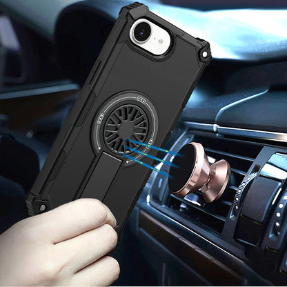 For Apple iPhone 17E /16E Texture Design Invisible Kickstand Case, MagSafe Compatible Hybrid Shockproof Cover, Car Mount Friendly Case Cover