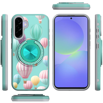 For Samsung Galaxy A37 Pattern Design Hybrid with Invisible Ring Stand & Magnetic Back, Shockproof Protective Grip Case Cover