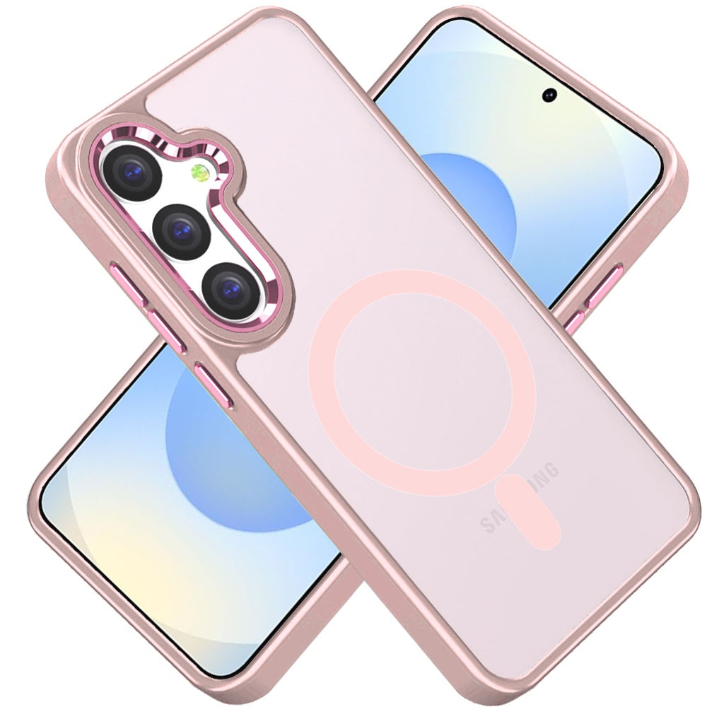 For Samsung Galaxy S25+ /S25 Plus /S24+ Plus MagSafe Compatible Transparent Greatest Clear Acrylic with Color Frame Thick Hybrid TPU Hard Case Cover