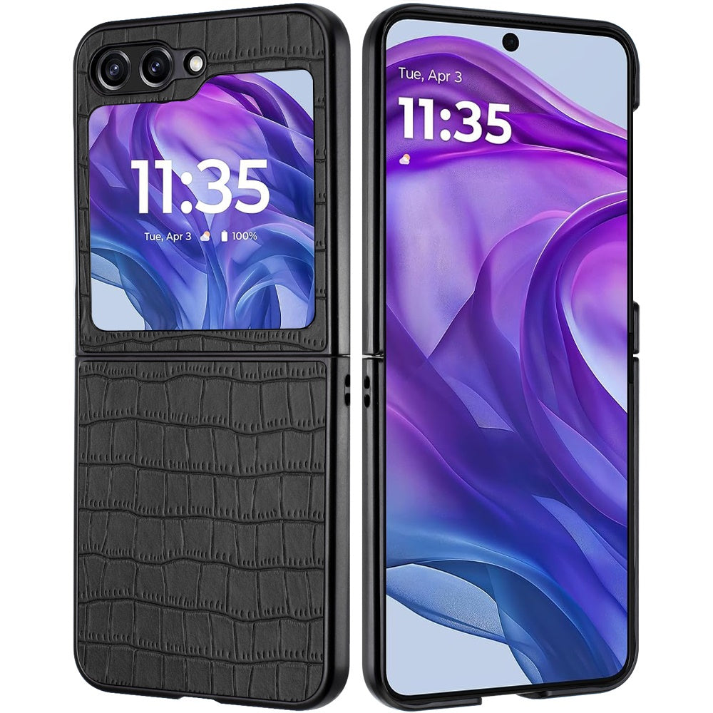 For Motorola Razr 2025 Premium PU Vegan Leather Hard Snap-On Slim Protective Shell Cover, Elegant Finish Case Cover