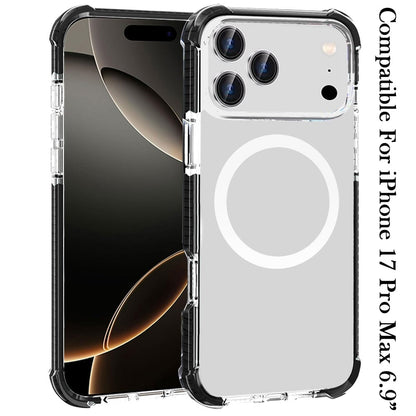 For Apple iPhone 17 Pro Max (6.9") Magnetic Acrylic Case Transparent Back, Rugged Colorful Frame, Shockproof Hybrid, MagSafe Compatible Case Cover