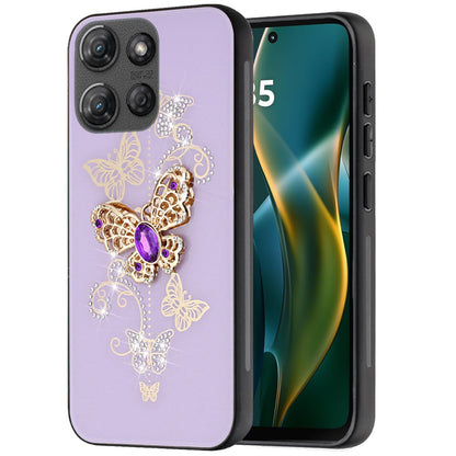 For Motorola Moto G Stylus 5G 2025 Diamonds 3D Fashion Bling Sparkly Glitter Ornaments Engraving Hybrid with Ring Stand Case Cover