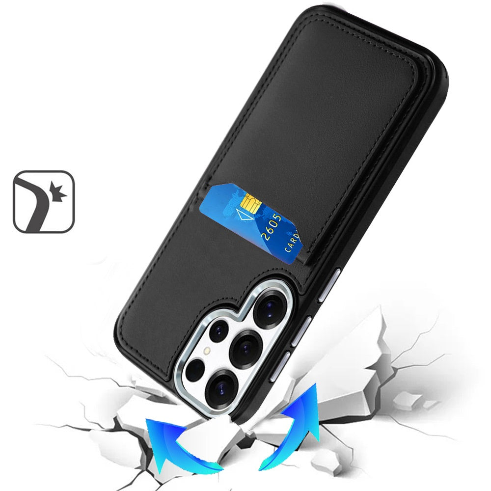 For Samsung Galaxy S26 Ultra PU Leather Wallet Cover with Credit Card Holder, Kickstand & Mirror Inside Slim Fit TPU & PC Hybrid Design Case Cover