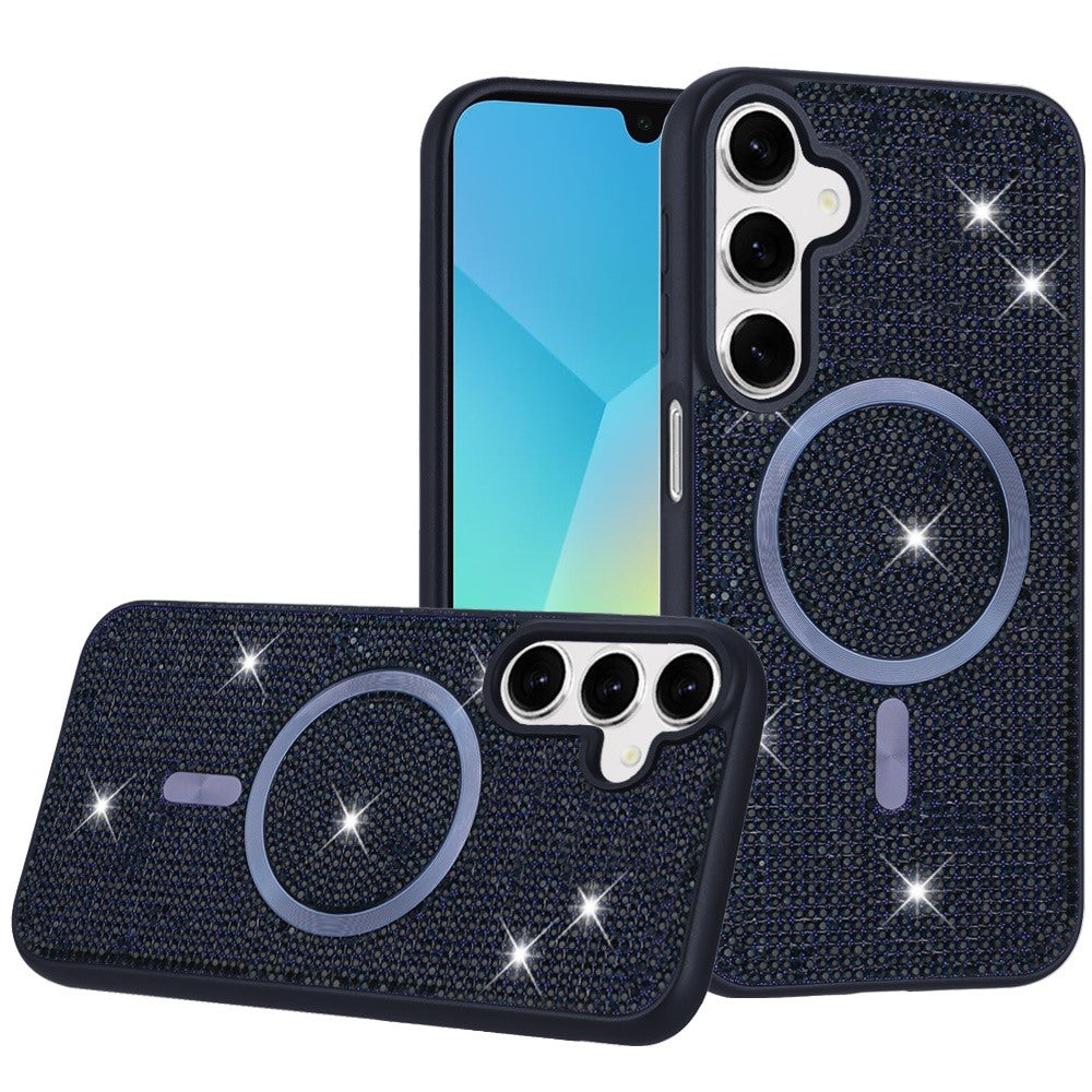 For Samsung Galaxy A36 Sparkly Diamond Bling Case Rhinestone Skin Hybrid with Magnetic Circle, MagSafe Compatible Case Cover