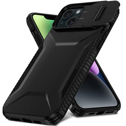 For Apple iPhone 13 (6.1") Slim Fit Shockproof Hybrid with Slide Camera Window Covering, Rugged Tpu Silicone Hard PC Bumper Case Cover