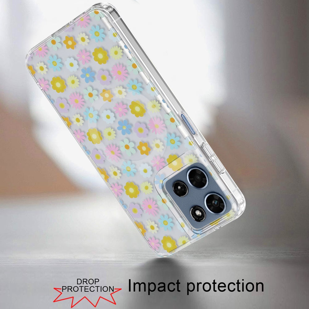 Phone Case for Motorola Moto G Play 5G 2026 Shockproof Dual Layer TPU IMD Print Rugged Anti-Slip Grip Drop Protection Scratch Resistant Slim Fit Glossy Floral Heart Aesthetic Cover