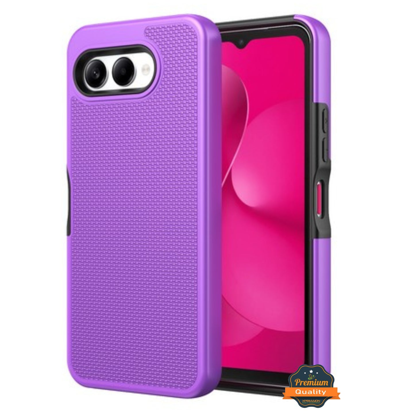For T-Mobile Revvl 8 Dual Layer Slim & Tough Hybrid Shockproof Heavy Duty Rubber TPU Matte with Textured Rugged Shell Protection Case Cover