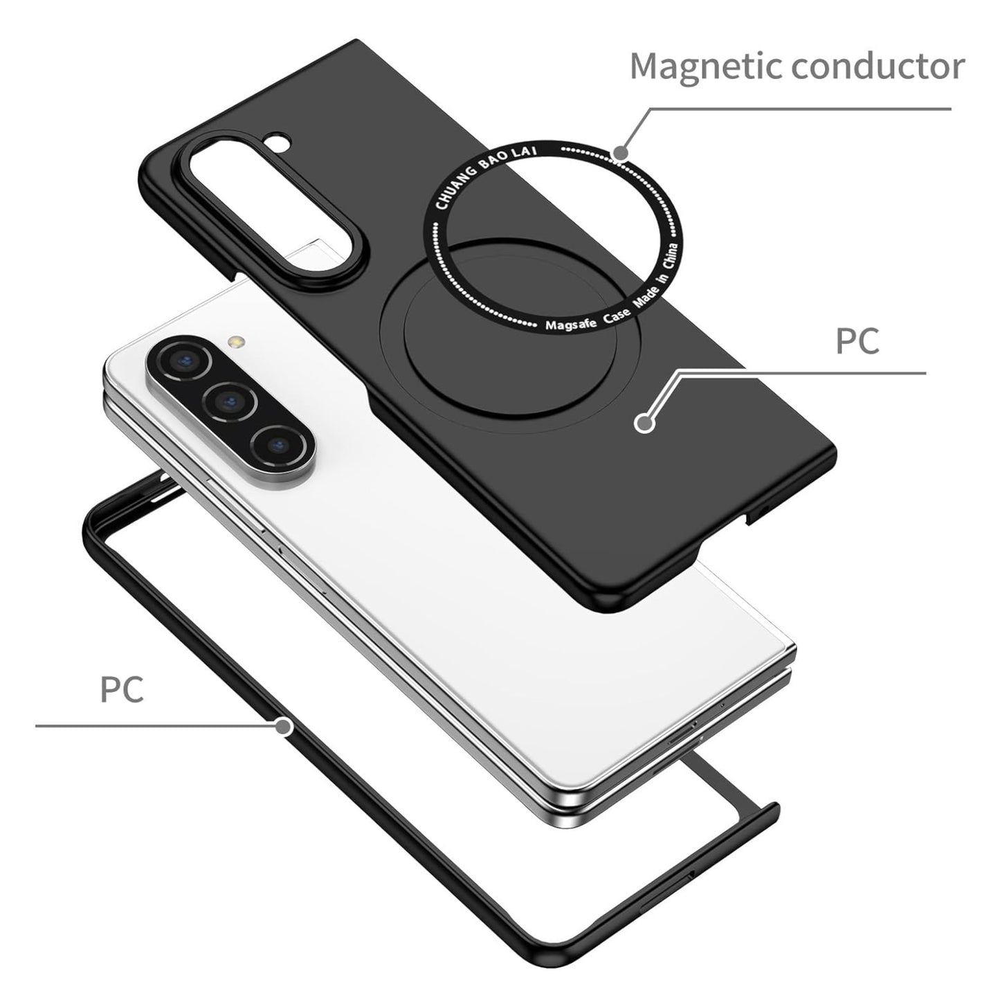 For Samsung Galaxy Z Flip 7 Matte Magnetic Case Supports Fast Wireless Charging, Slim Hybrid TPU Rubber Shockproof Case Cover