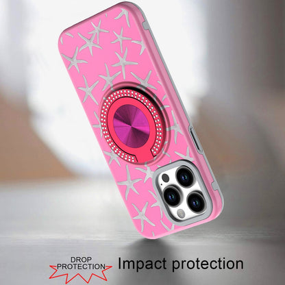 For Samsung Galaxy S26+ / S26 Plus Pattern Design Hybrid with Invisible Ring Stand & Magnetic Back, Shockproof Protective Grip Case Cover