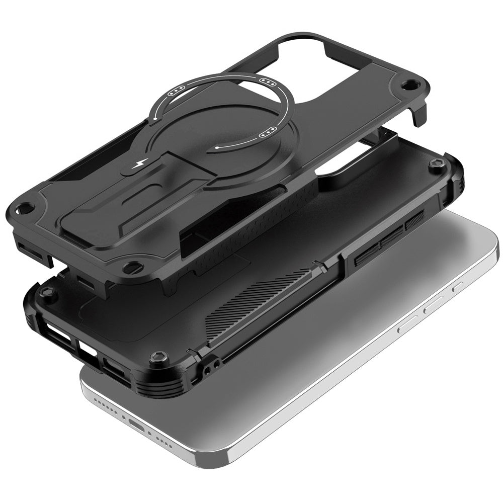 For Apple iPhone 16 Pro Magnetic Invisible Kickstand Holder with Magsafe, Slim Fit Shockproof Hybrid Military Grade Heavy Duty Case Cover