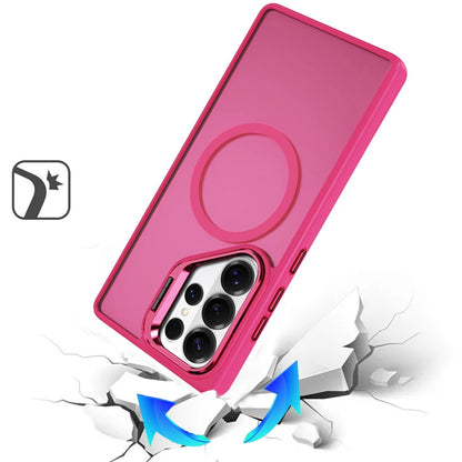 For Samsung Galaxy S26 Ultra Heavy Duty Metallic Hybrid Tough TPU with Camera Ring Stand, MagSafe Compatible, Rugged Drop Protection Case Cover