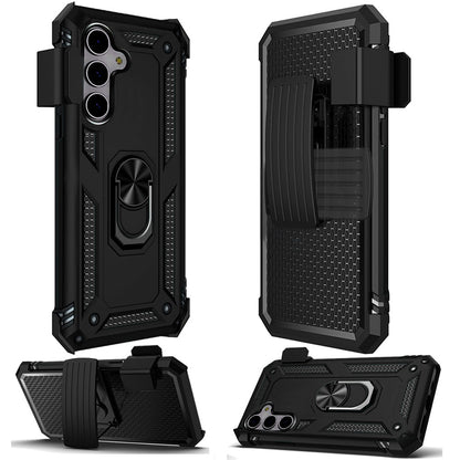For Apple iPhone 17E /16E Hybrid Combo Belt Clip Holster with Ring Stand Holder, Military Grade Fit Magnetic Car Mount Shockproof Case Cover Black
