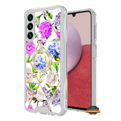 For Samsung Galaxy S25 EDGE Fashion Design Bling Diamond Hybrid Protective Case, Ring Kickstand Hard PC + TPU Protector