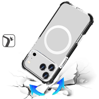 For Apple iPhone 17 Pro (6.3") Magnetic Acrylic Case Transparent Back, Rugged Colorful Frame, Shockproof Hybrid, MagSafe Compatible Case Cover