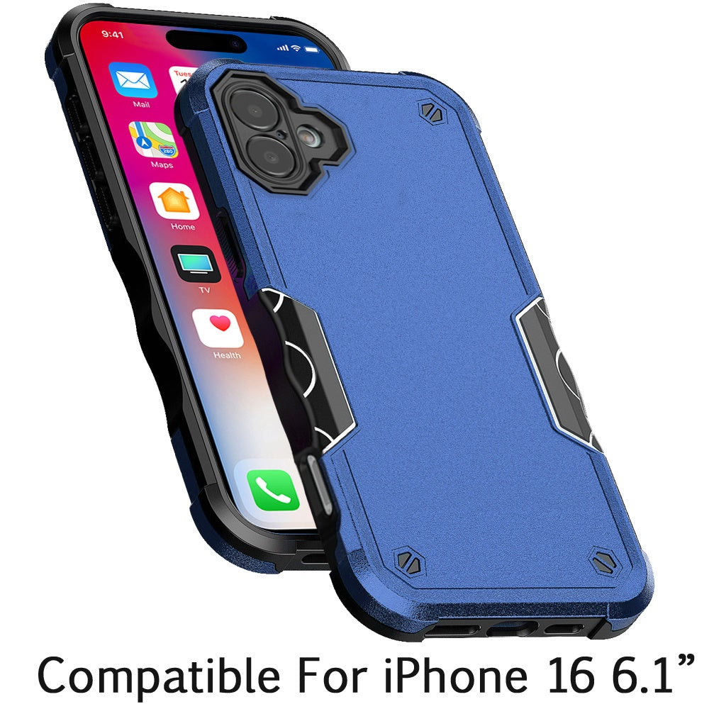 For Apple iPhone 16 (6.1") Slim Tough Shockproof Hybrid Heavy Duty Dual Layer TPU Bumper Rugged Rubber Armor Case Cover