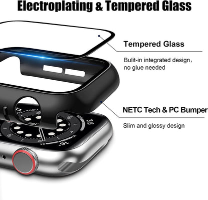 For Apple Watch Size 40mm Slim Hard PC Bumper, Clear Touch Full Coverage with Built in Tempered Glass Screen Protector Case Cover Clear