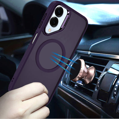 For Samsung Galaxy S25 EDGE Heavy Duty Metallic Hybrid Tough TPU with Camera Ring Stand, MagSafe Compatible, Rugged Drop Protection Case Cover