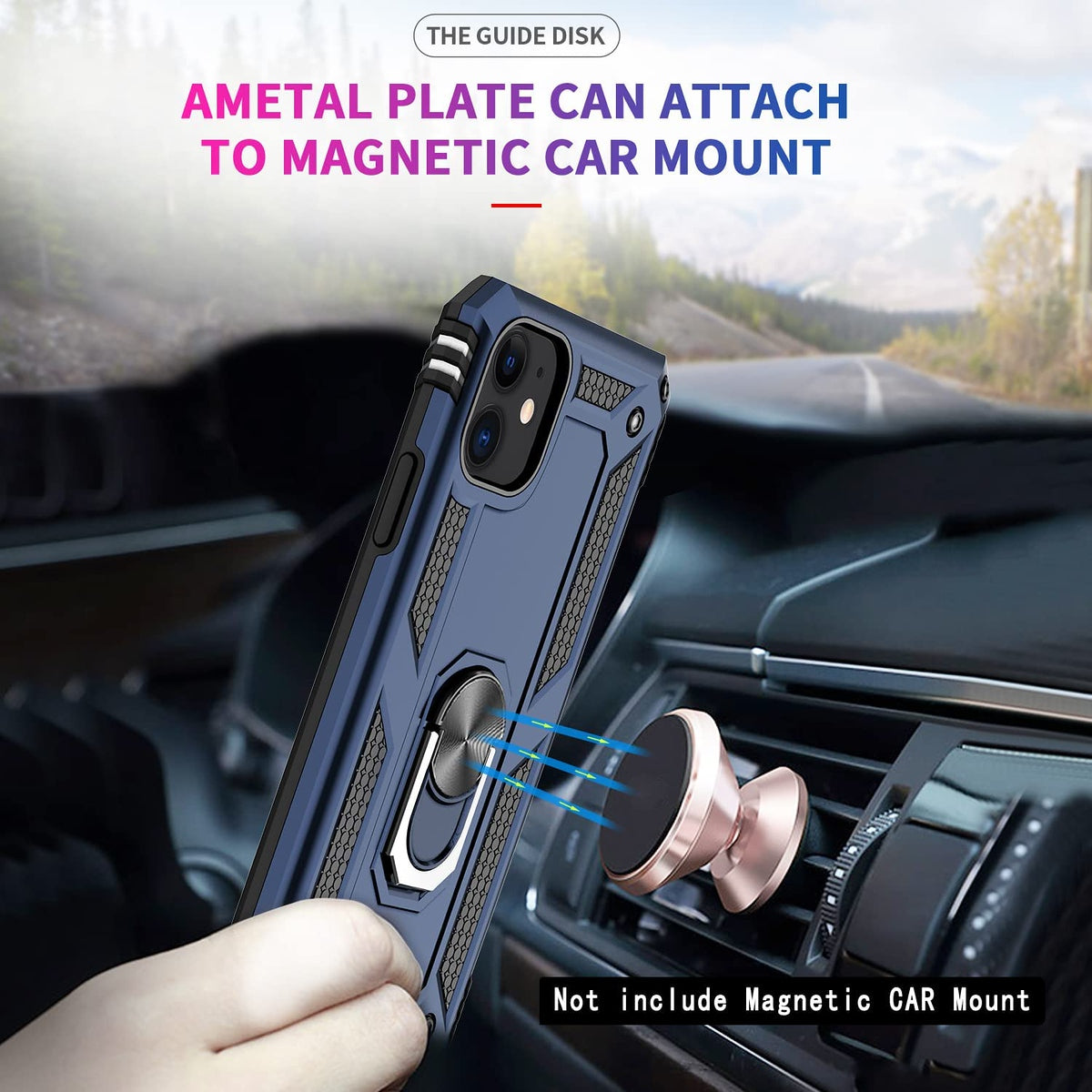 For Motorola Razr+ 2025, Motorola Razr+ Plus (2025) Shockproof Hybrid Dual Layer PC + TPU with Metal Ring Kickstand Heavy Duty Armor Shell Case Cover Blue