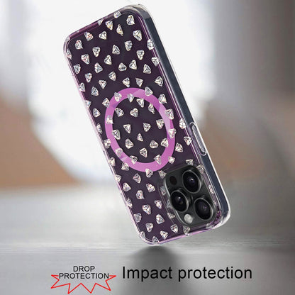 For Apple iPhone 16 Pro Max (6.9") Floral Pattern Design Cute Clear Hybrid Compatible with Magsafe Double Layer Soft TPU Hard PC Case Cover