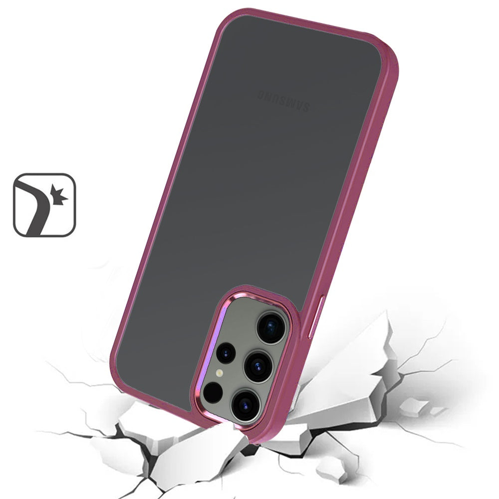 For Samsung Galaxy S26+ / S26 Plus Slim Fit Hybrid Transparent Thick Acrylic with Metal Buttons Frame Protective Hard PC + TPU Shockproof Case Cover