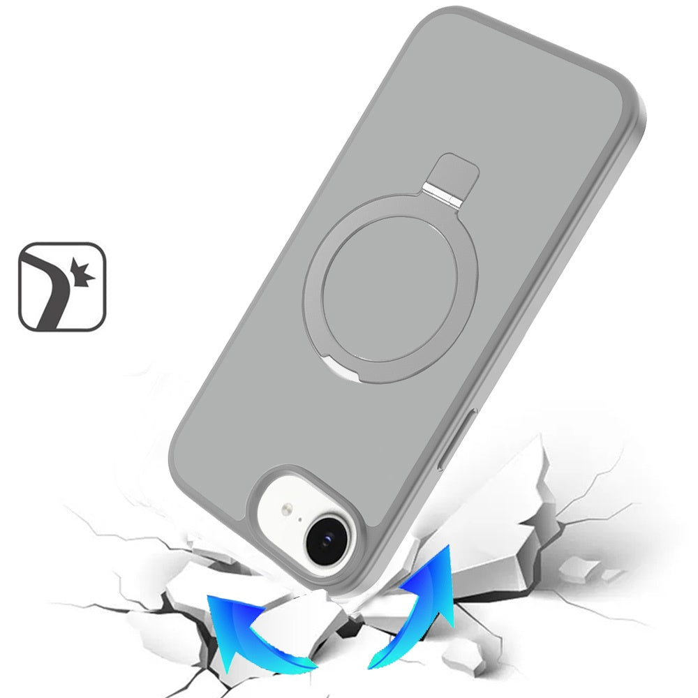 For Apple iPhone 17E /16E Magnetic Circle Back with Ring Stand Full Rotation Matte Hybrid Shockproof Case Cover