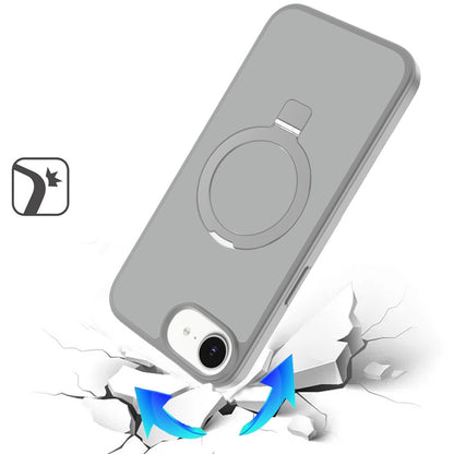 For Apple iPhone 17E /16E Magnetic Circle Back with Ring Stand Full Rotation Matte Hybrid Shockproof Case Cover