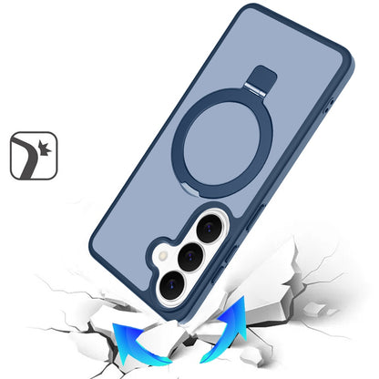 Phone Case for Samsung Galaxy S25 FE, S25 Fan Edition Magnetic Ring Stand Full Rotation Matte Shockproof Grip Anti Slip Durable Camera Protection Hybrid Cover