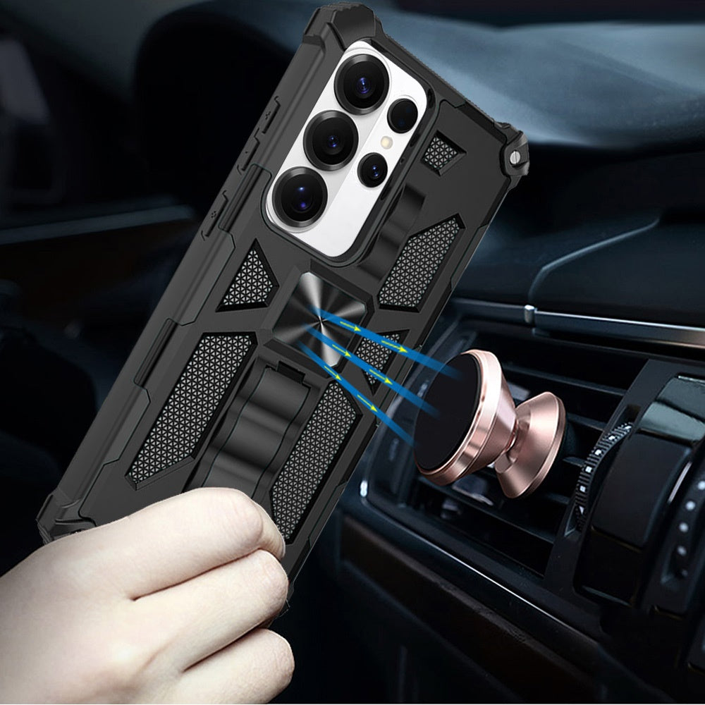 For Samsung Galaxy S26 Ultra Hybrid Shockproof [Military Grade] Rugged Protective with Magnetic Car Mount & Invisible Stand Case Cover