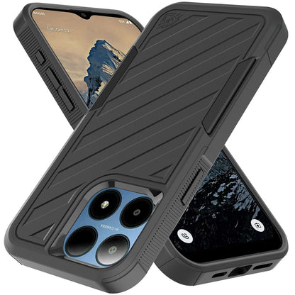 For Boost Mobile Summit 5G Hybrid lined shockproof dual layer Rugged 2in1 Hard PC & Silicone TPU Non Slip Textured Tough Armor Case Cover