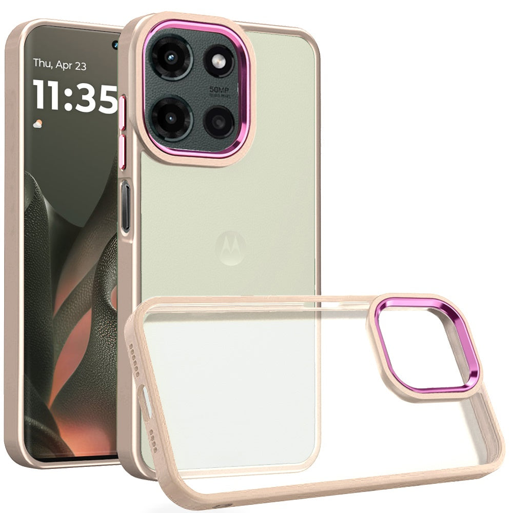 For Motorola Edge 2025 Slim Fit Thin Hybrid,Frosted Matte Polished Acrylic Hard PC with TPU Rubber Frame Case Cover