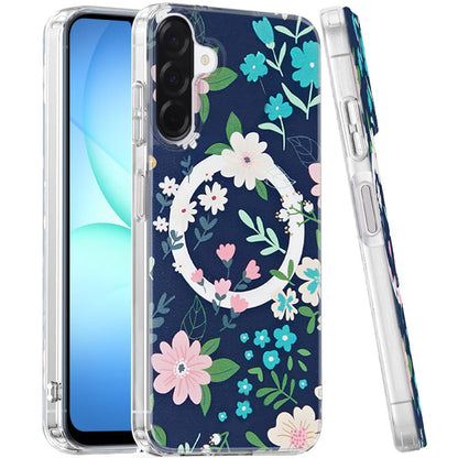 Phone Case for Samsung Galaxy A17 5G Shockproof Dual Layer TPU IMD Print Rugged Anti-Slip Grip Drop Protection Scratch Resistant Slim Fit Glossy Floral Heart Aesthetic Cover